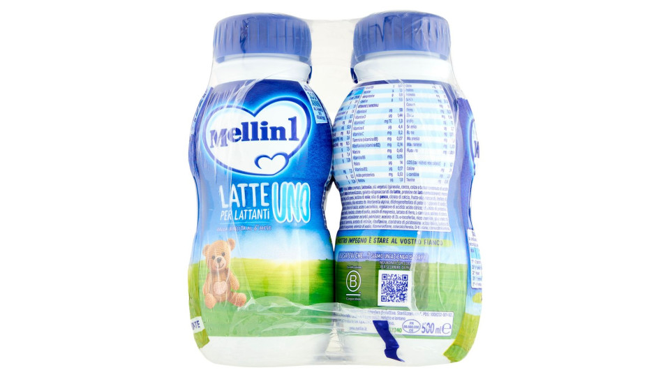Mellin Latte Uno - Dalla Nascita al 6° Mese, 500 ml, Confezione da