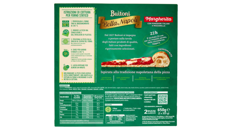 BUITONI BELLA NAPOLI MARGHERITA pizza margherita surgelata