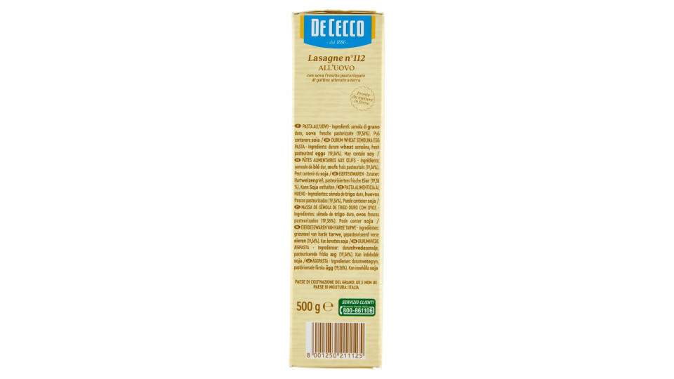 De Cecco Lasagne n° 112 all'Uovo