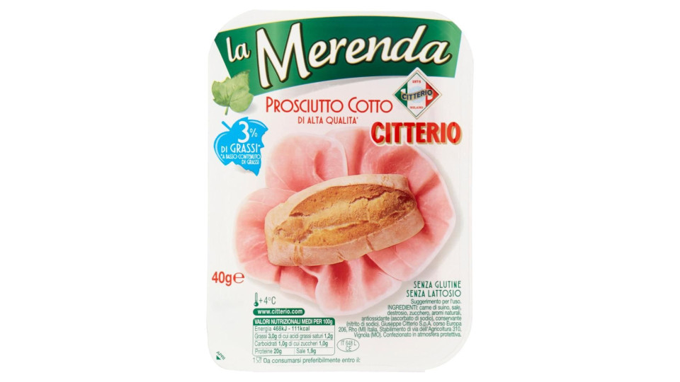 Citterio la Merenda Prosciutto Cotto di Alta Qualità 5 fette