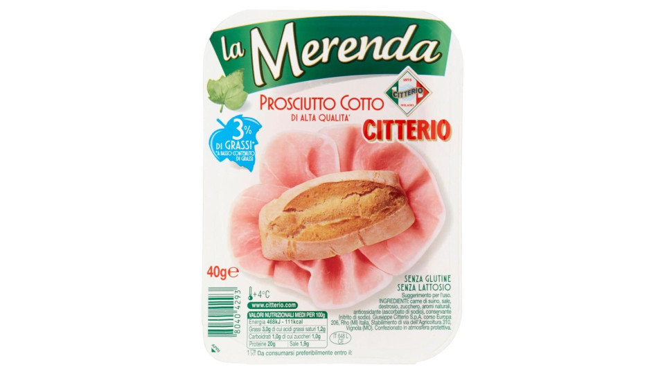 Citterio la Merenda Prosciutto Cotto di Alta Qualità 5 fette