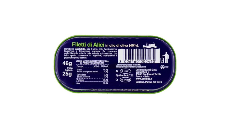 Delicius filetti di alici olio oliva