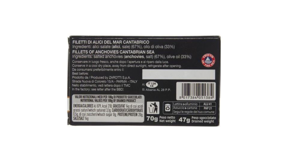 Zarotti Filetti di Alici del mar Cantabrico