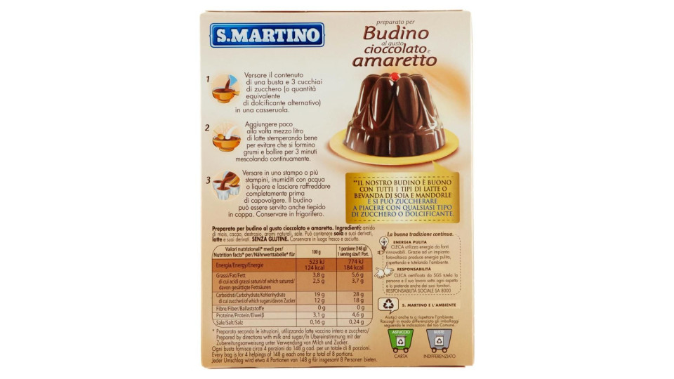 S.Martino preparato per Budino al gusto cioccolato e amaretto 2 Buste