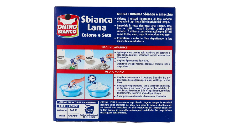 Omino Bianco Sbianca Lana Cotone e Seta