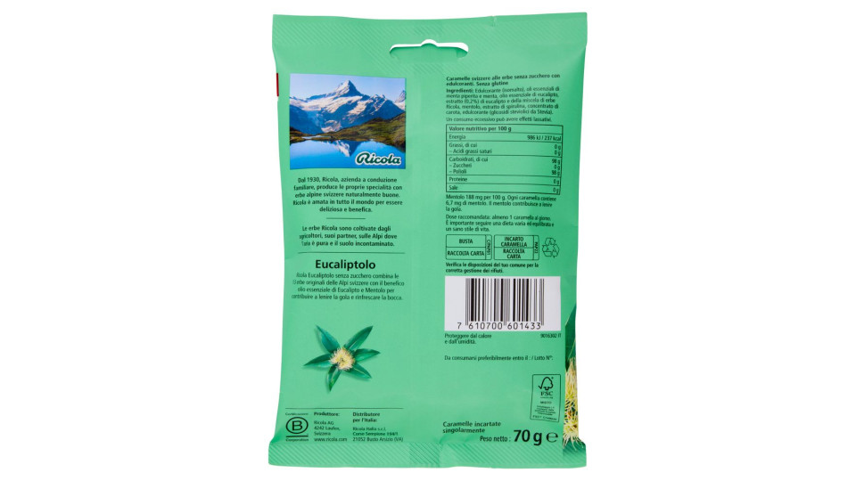 Ricola caramelle eucaliptolo senza zucchero busta