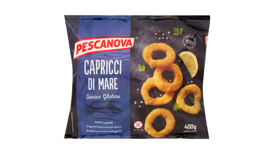 Pescanova Senza Glutine Capricci di Mare Anelli alla Romana pastellati e surgelati