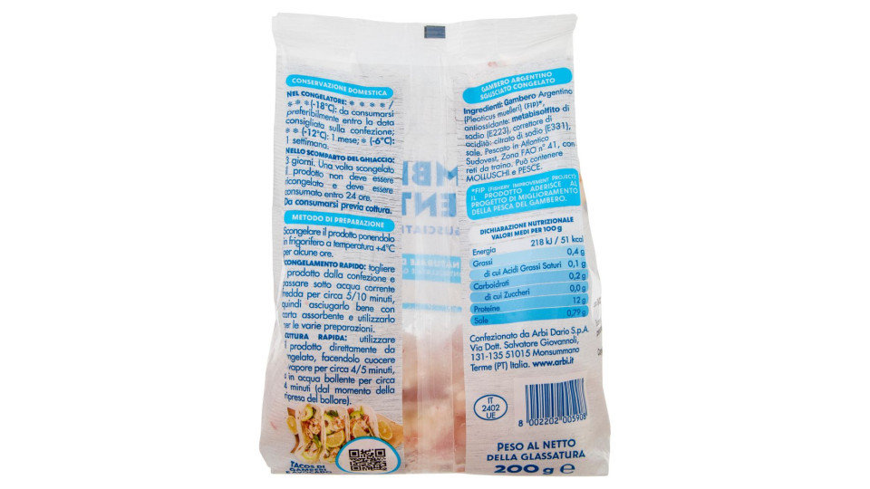 Arbi Gamberi Argentini Sgusciati Surgelati