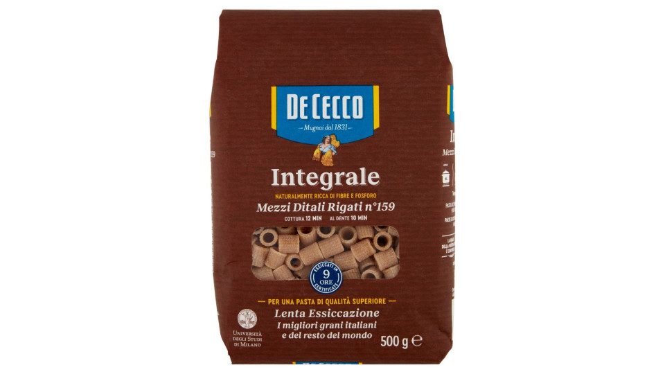 De Cecco Mezzi Ditali Rigati n° 159 Integrali