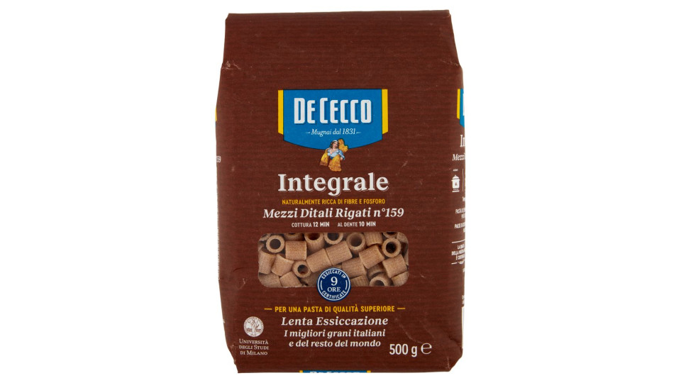 De Cecco Mezzi Ditali Rigati n° 159 Integrali