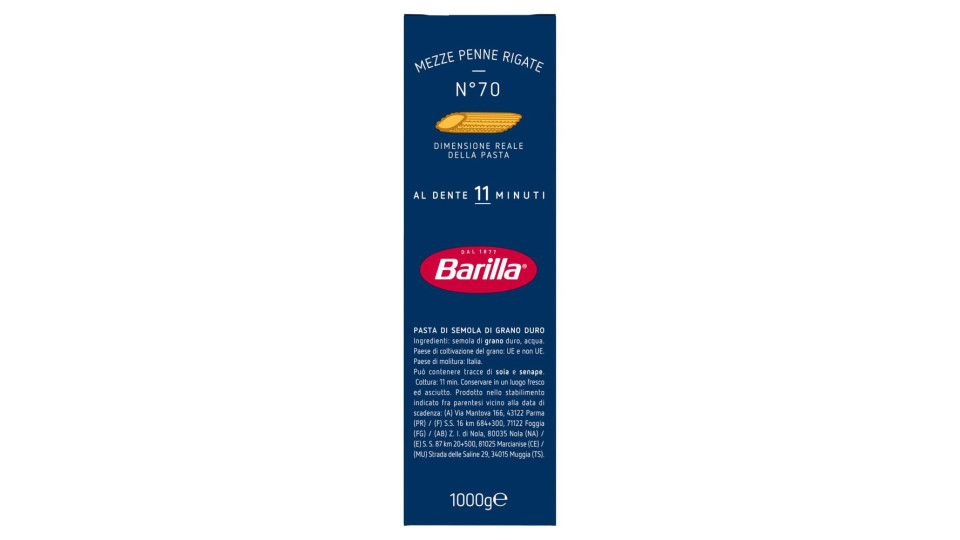 Barilla Mezze Penne Rigate n.70 Cello