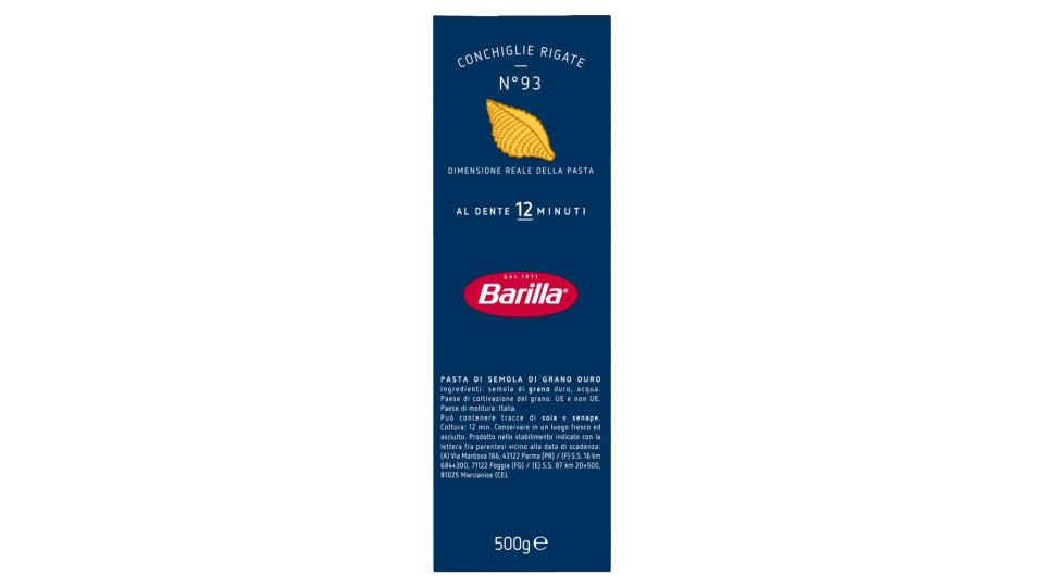Barilla Conchiglie Rigate n.93