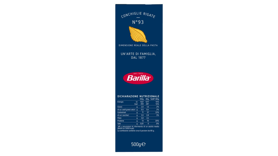 Barilla Conchiglie Rigate n.93