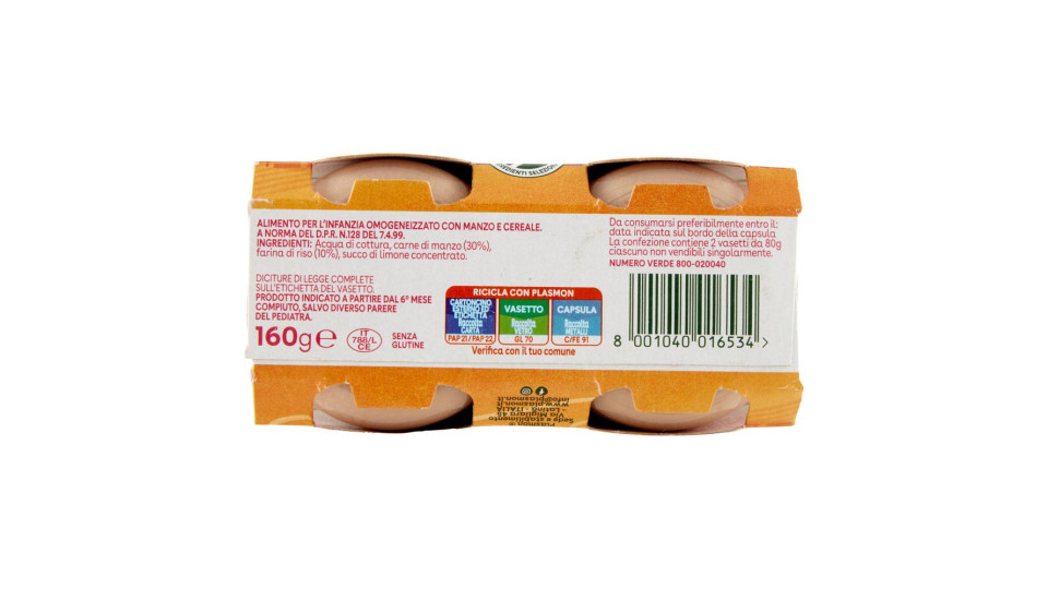 Plasmon Manzo Omogeneizzato con manzo e cereale