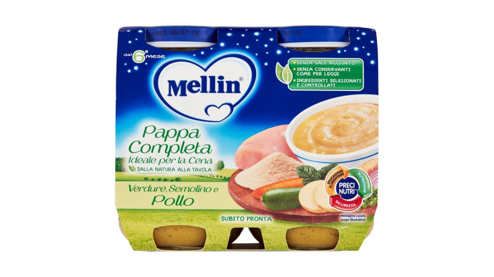 Mellin Pappa Completa Verdure, Semolino e Pollo
