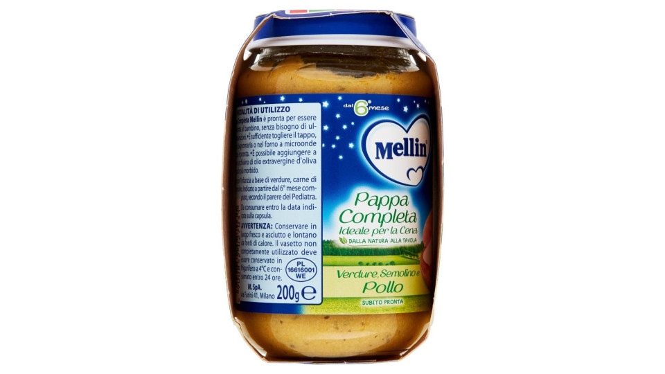 Mellin Pappa Completa Verdure, Semolino e Pollo