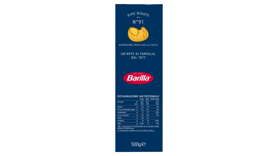 Barilla n.91 pipe rigate