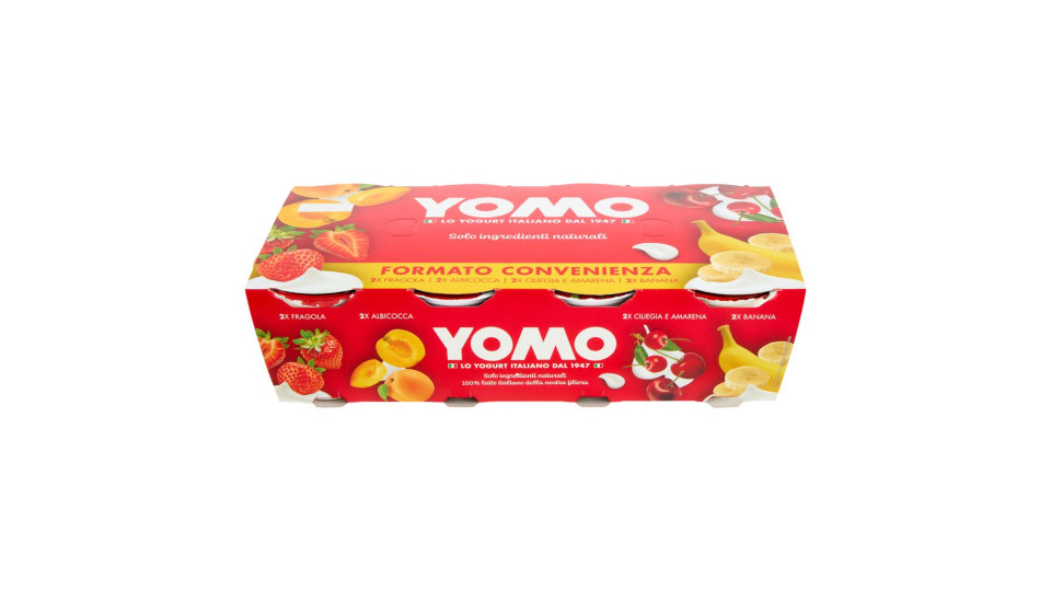Yomo 100% Naturale Fragola, Banana, Albicocca, Frutti di Bosco