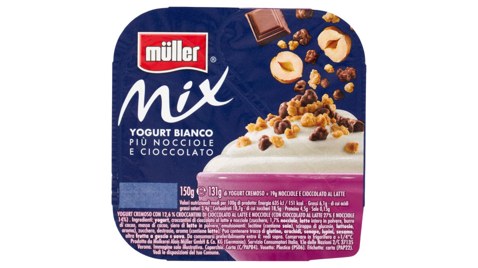 müller Mix Yogurt Bianco Più Nocciole e Cioccolato