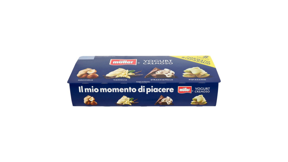 müller Yogurt Cremoso Nocciola, Vaniglia, Stracciatella, Pistacchio