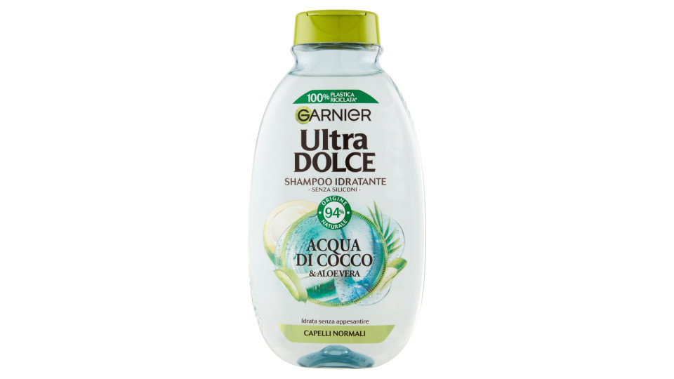 Garnier Ultra Dolce Acqua di Cocco e Aloe Vera - Shampoo Idratante per capelli secchi
