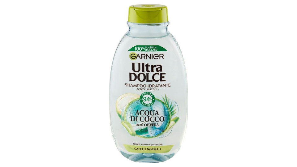 Garnier Ultra Dolce Acqua di Cocco e Aloe Vera - Shampoo Idratante per capelli secchi