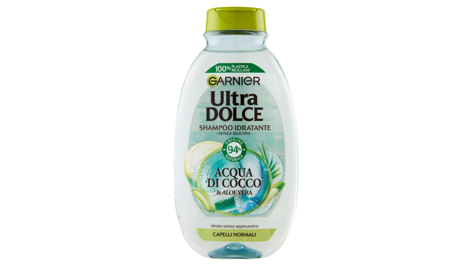 Garnier Ultra Dolce Acqua di Cocco e Aloe Vera - Shampoo Idratante per capelli secchi
