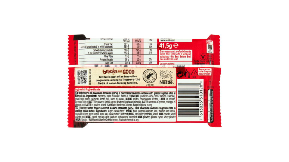 NESTLÉ KITKAT DARK 70% Wafer ricoperto di cioccolato fondente