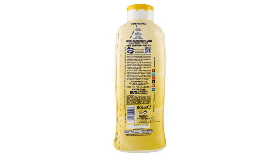 milmil Bagno Schiuma latte di cocco