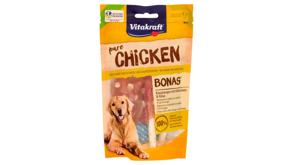 Vitakraft pure Chicken Bonas Bastoncini masticabili con pollo e formaggio