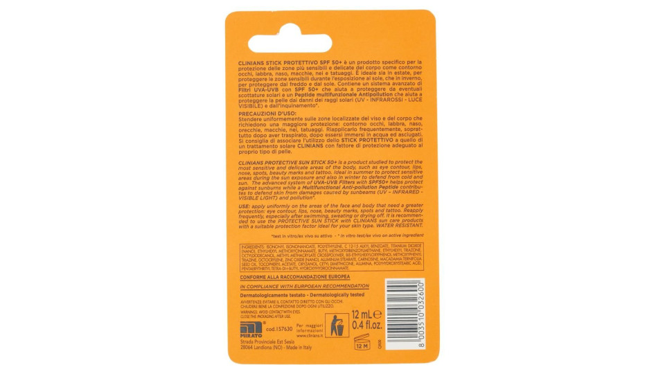 Clinians Bellezza Solare Stick Protettivo Zone Sensibili SPF 50+ Molto Alta