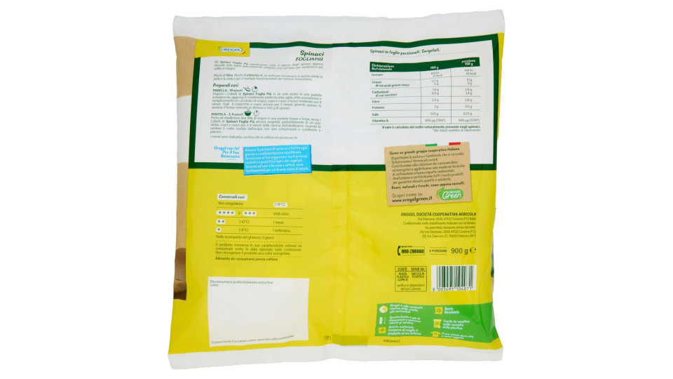 Orogel Cubello Spinaci Foglia Più Surgelati