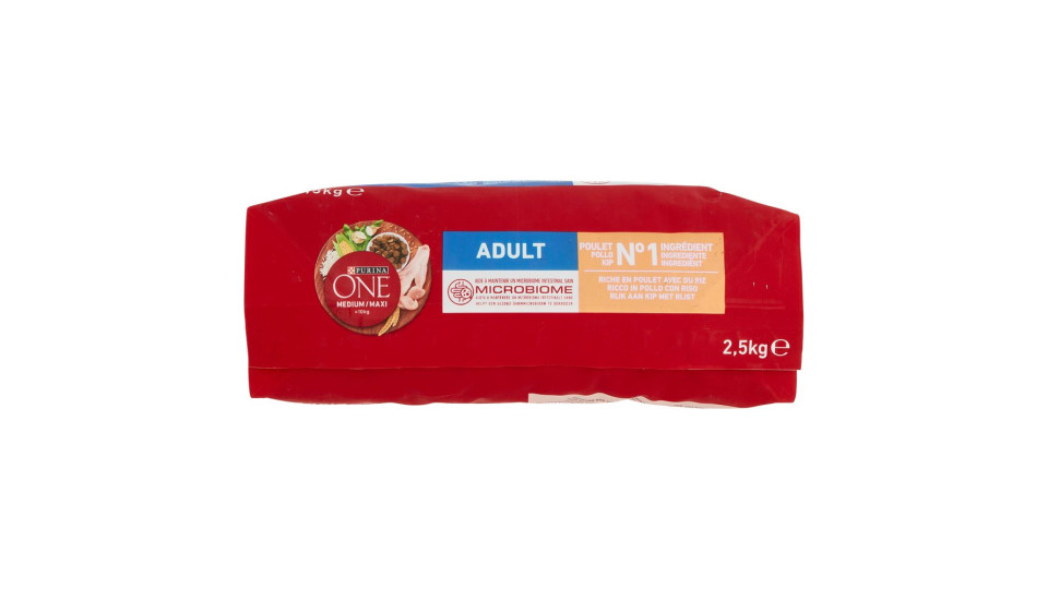 PURINA ONE MEDIUM/MAXI>10kg Cane Crocchette Adult Ricco in Pollo con Riso Sacco