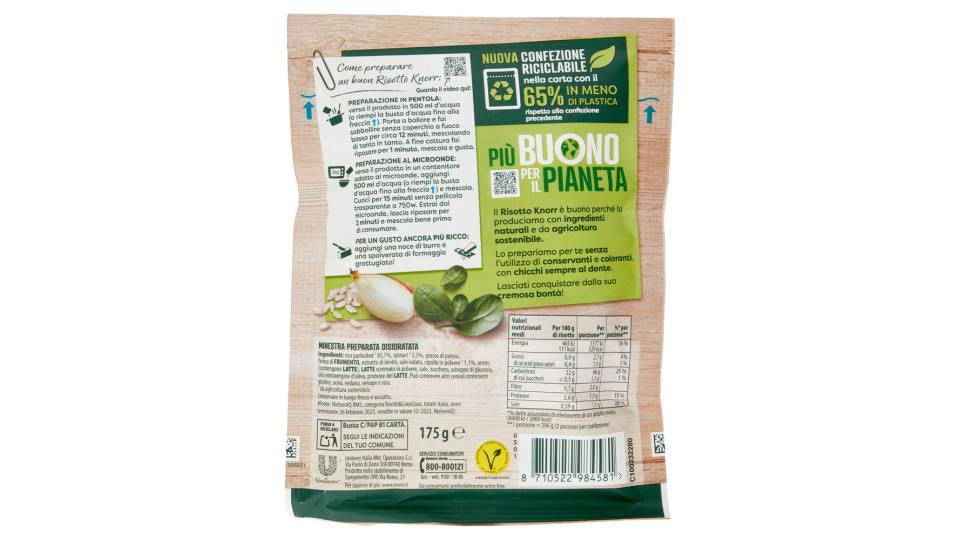 Knorr risotto spinaci busta