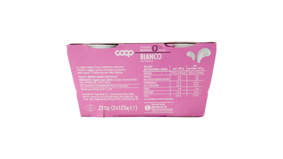 0% Di Grassi Yogurt Magro Bianco Naturale