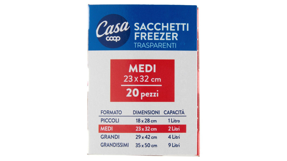 Sacchetti Freezer Medi Trasparenti 23x32 Cm
