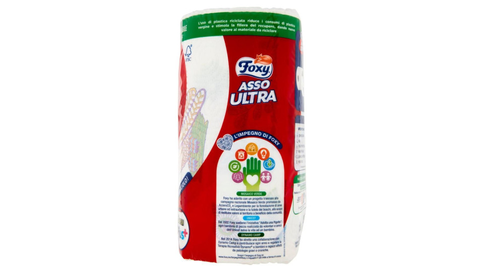 Foxy Asso Ultra Big Asciugatutto 3 Veli Decorato 2 Maxi Rotoli
