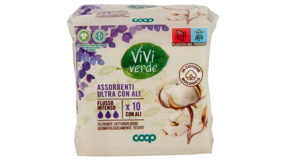 Assorbenti Ultra Con Ali In Cotone Biologico Flusso Intenso