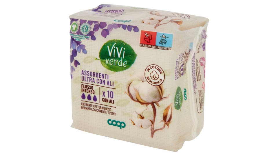 Assorbenti Ultra Con Ali In Cotone Biologico Flusso Intenso