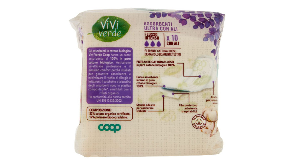 Assorbenti Ultra Con Ali In Cotone Biologico Flusso Intenso