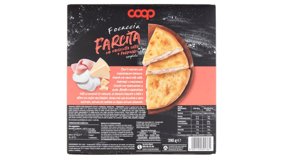 Focaccia Farcita Con Prosciutto Cotto E Formaggi Surgelata