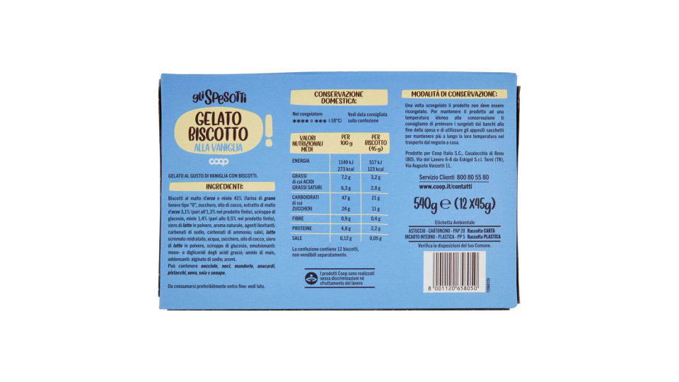 Gelato Biscotto Al Gusto Vaniglia