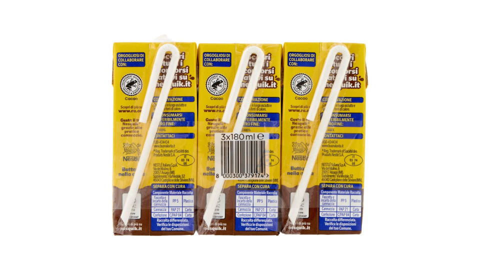 Nesquik Pronto Da Bere Bevanda A Base Di Latte E Cacao Solubile 3 Brick Da