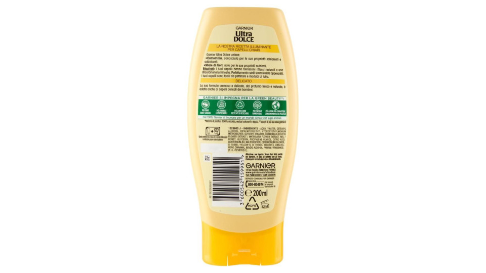 Garnier Ultra Dolce Balsamo all'estratto di Camomilla e Miele per capelli chiari
