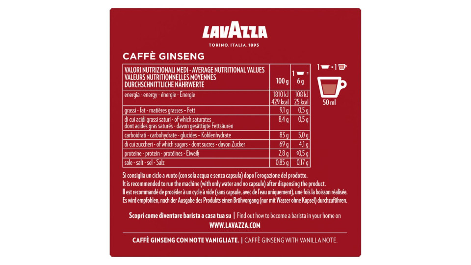 Caffè Ginseng 12 Capsule Salva Aroma