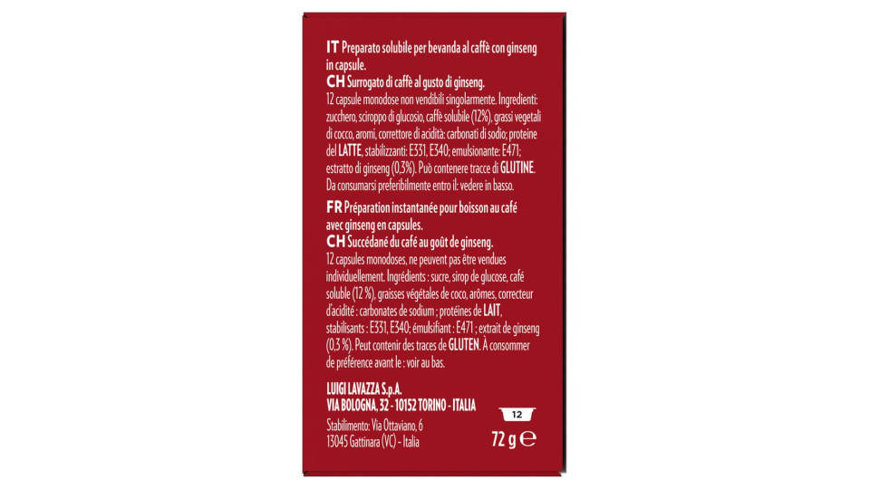 Caffè Ginseng 12 Capsule Salva Aroma