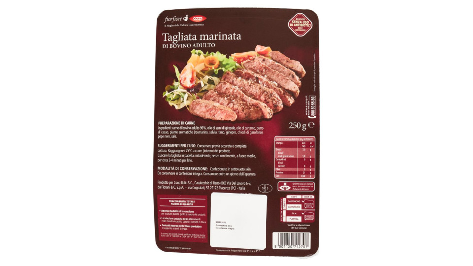 Tagliata Marinata di Bovino Adulto
