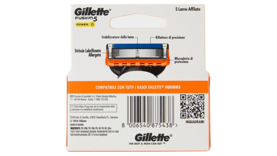 Gillette Fusion5 Power Lamette di Ricambio