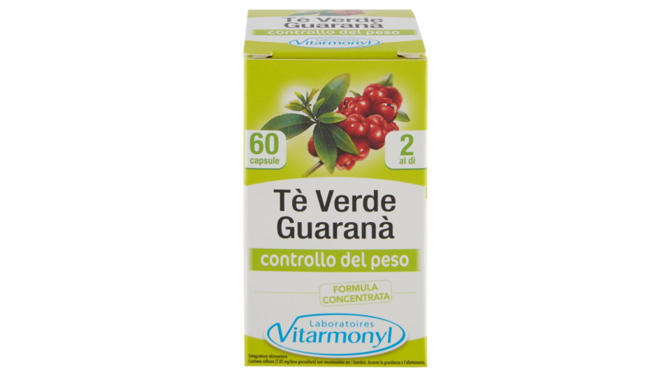 Laboratoires Vitarmonyl, tè verde guaranà controllo peso 60 capsule