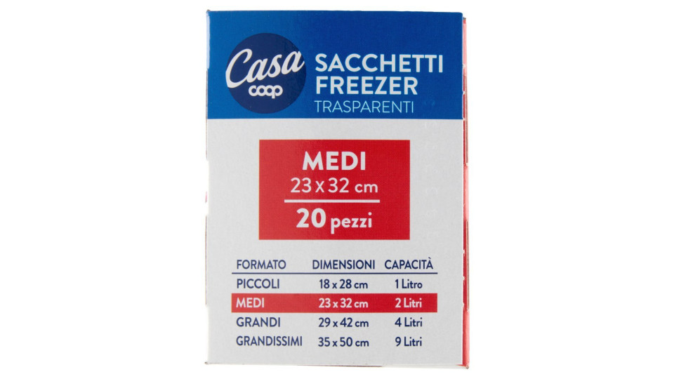 Sacchetti Freezer Medi Trasparenti 23x32 Cm
